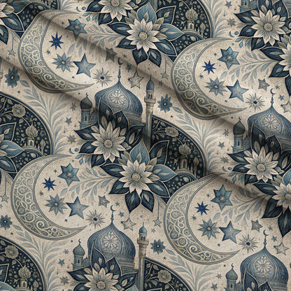 Islamic Dark Blue Pattern 12 Minky Fabric