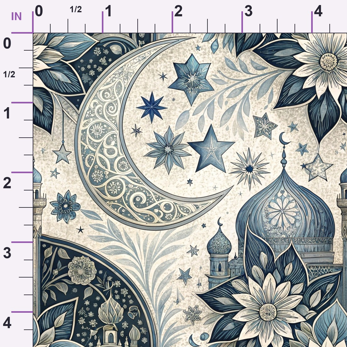 Islamic Dark Blue Pattern 12 Minky Fabric