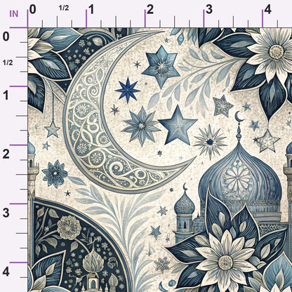 Islamic Dark Blue Pattern 12 Minky Fabric