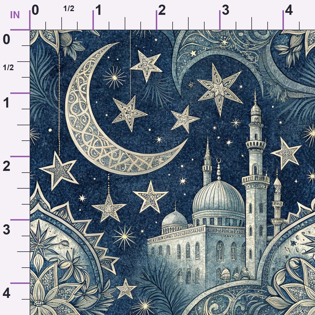 Islamic Dark Blue Pattern 2 Minky Fabric