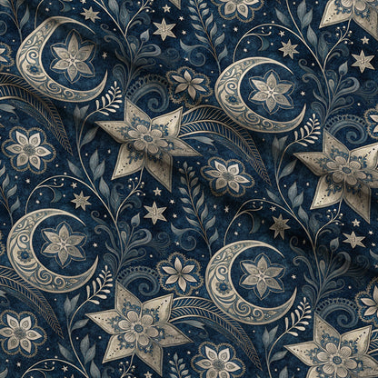 Islamic Dark Blue Pattern 3 Minky Fabric