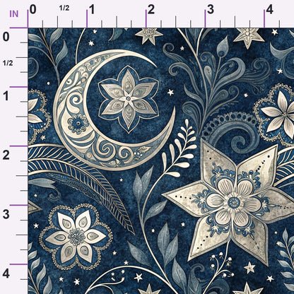 Islamic Dark Blue Pattern 3 Minky Fabric