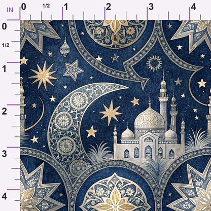 Islamic Dark Blue Pattern 4 Minky Fabric