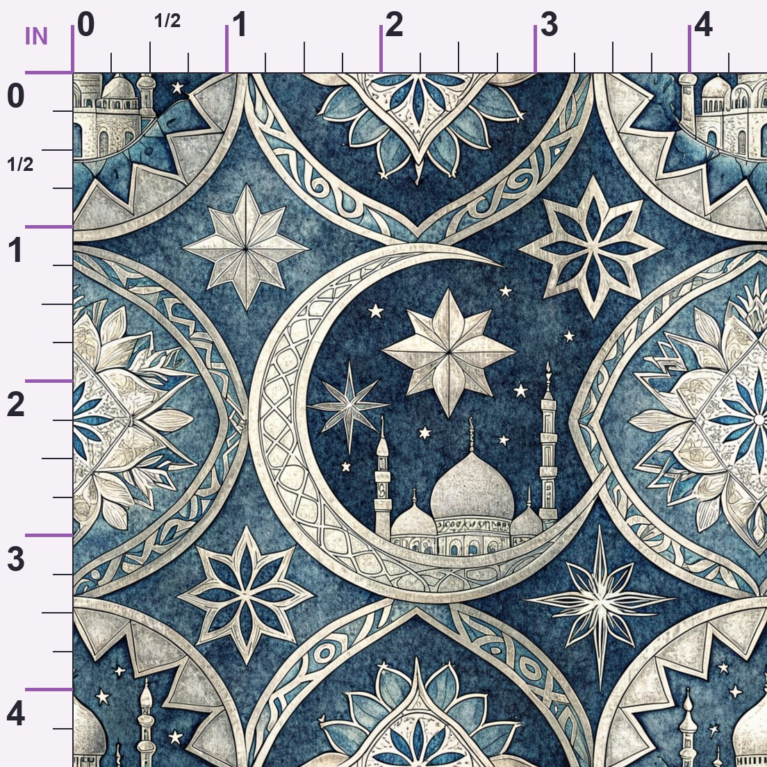 Islamic Dark Blue Pattern 5 Minky Fabric