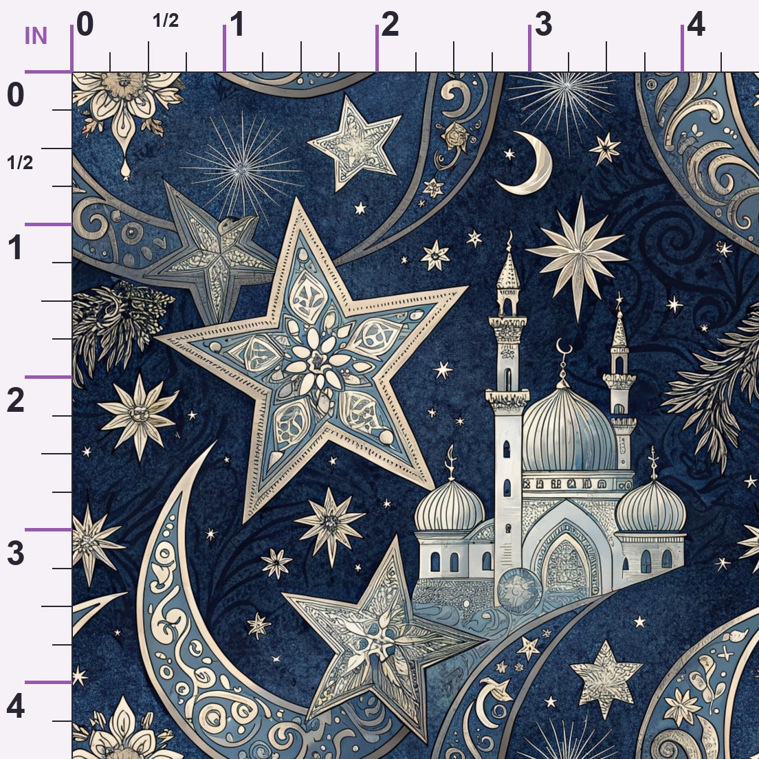 Islamic Dark Blue Pattern 6 Minky Fabric