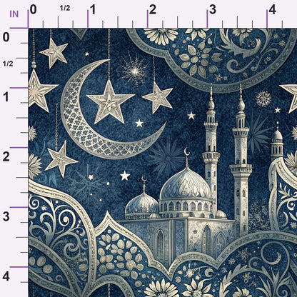 Islamic Dark Blue Pattern 7 Minky Fabric