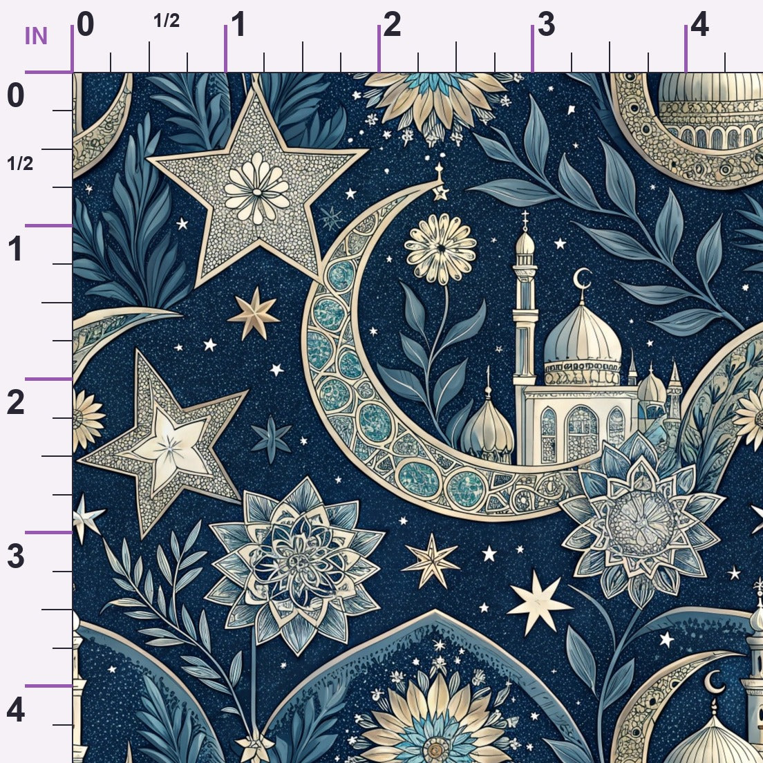 Islamic Dark Blue Pattern 8 Minky Fabric