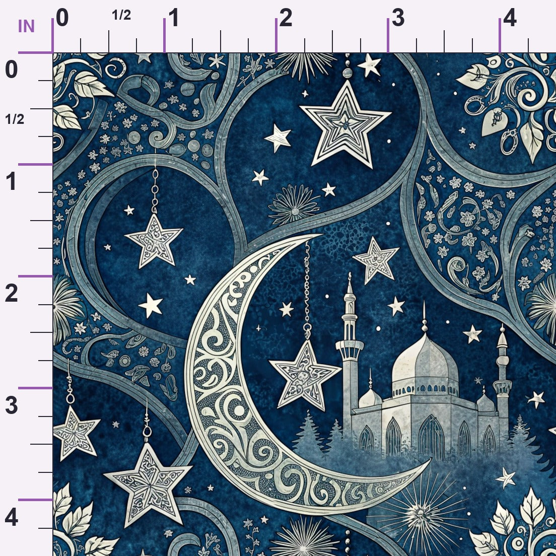 Islamic Dark Blue Pattern 9 Minky Fabric