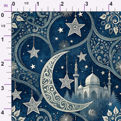 Islamic Dark Blue Pattern 9 Minky Fabric