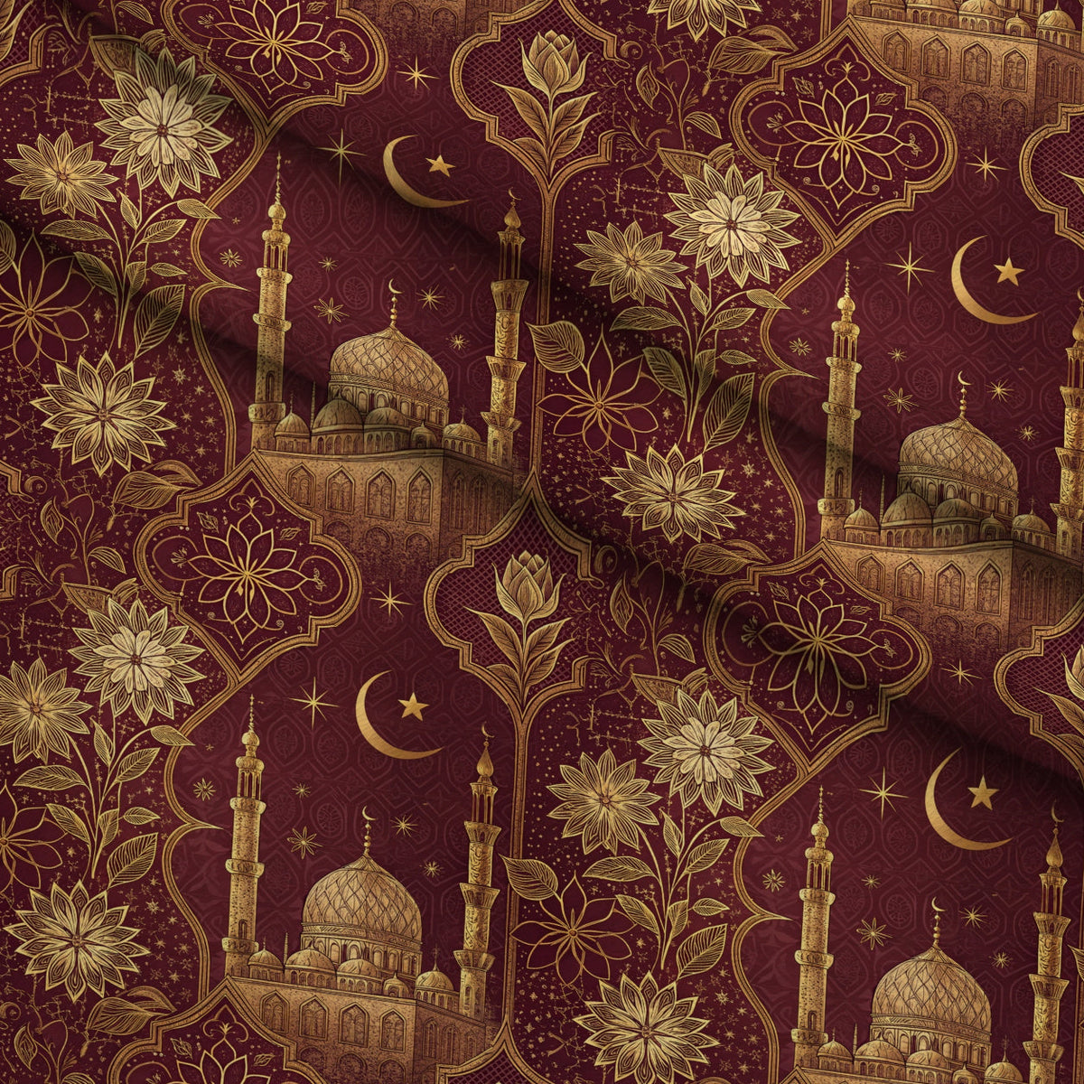 Islamic Red Pattern 1 Minky Fabric