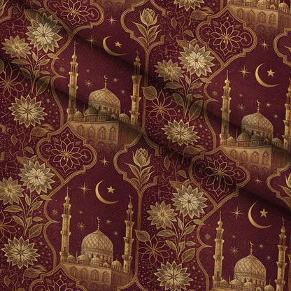 Islamic Red Pattern 1 Minky Fabric