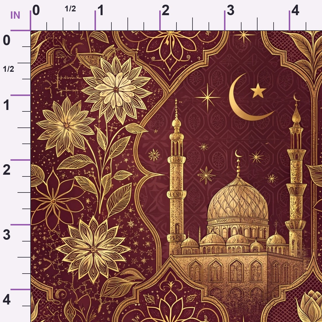 Islamic Red Pattern 1 Minky Fabric