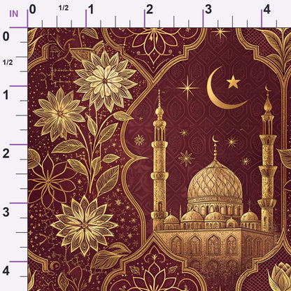 Islamic Red Pattern 1 Minky Fabric