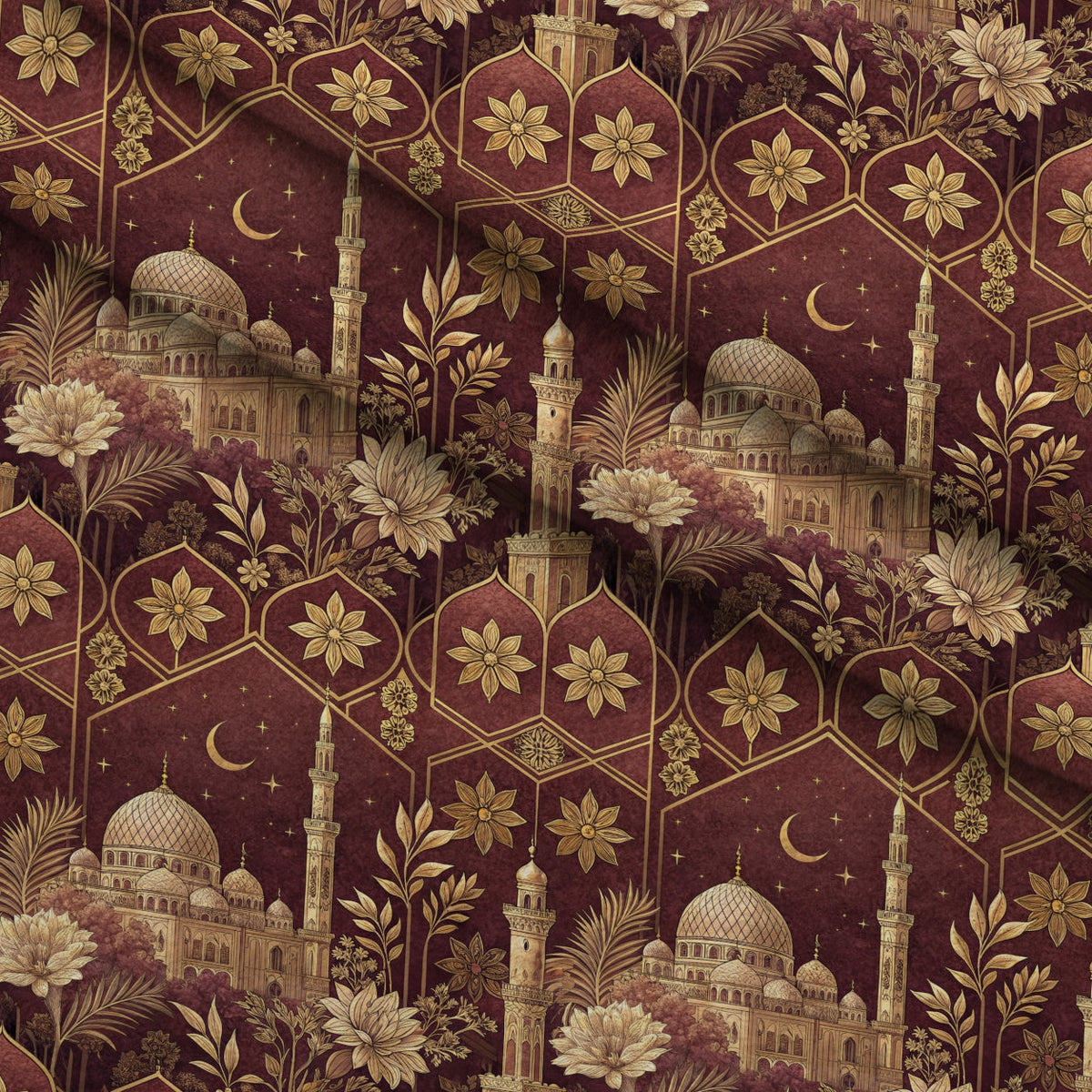 Islamic Red Pattern 10 Minky Fabric