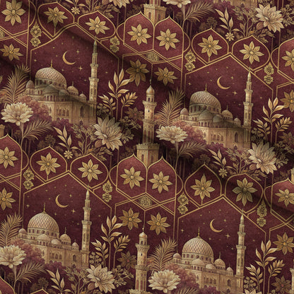 Islamic Red Pattern 10 Minky Fabric