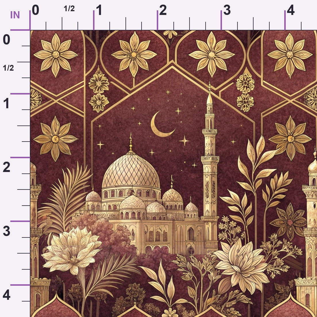 Islamic Red Pattern 10 Minky Fabric