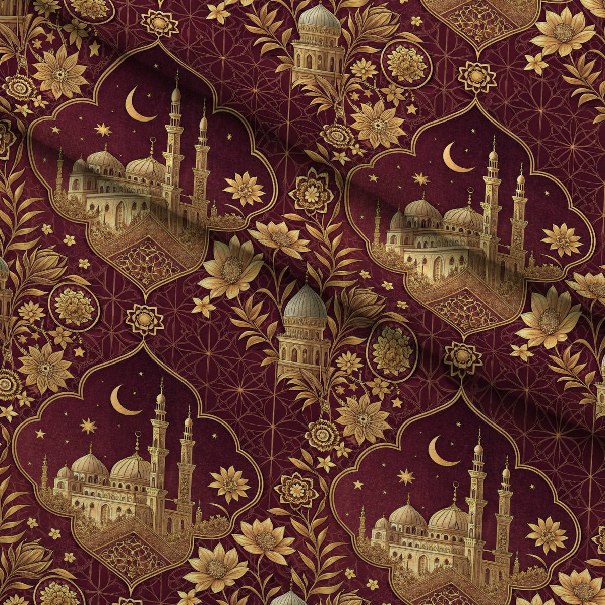 Islamic Red Pattern 11 Minky Fabric