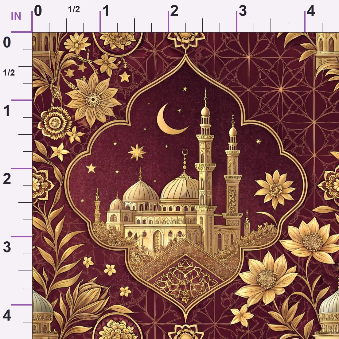 Islamic Red Pattern 11 Minky Fabric