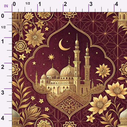 Islamic Red Pattern 11 Minky Fabric