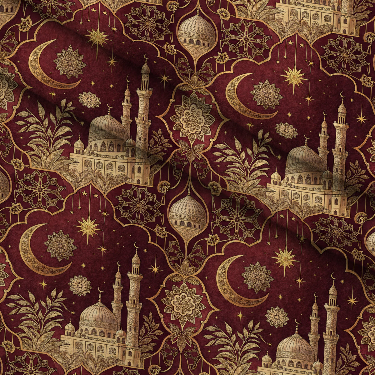 Islamic Red Pattern 12 Minky Fabric