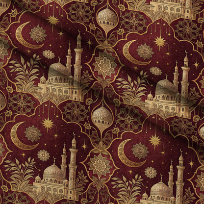 Islamic Red Pattern 12 Minky Fabric