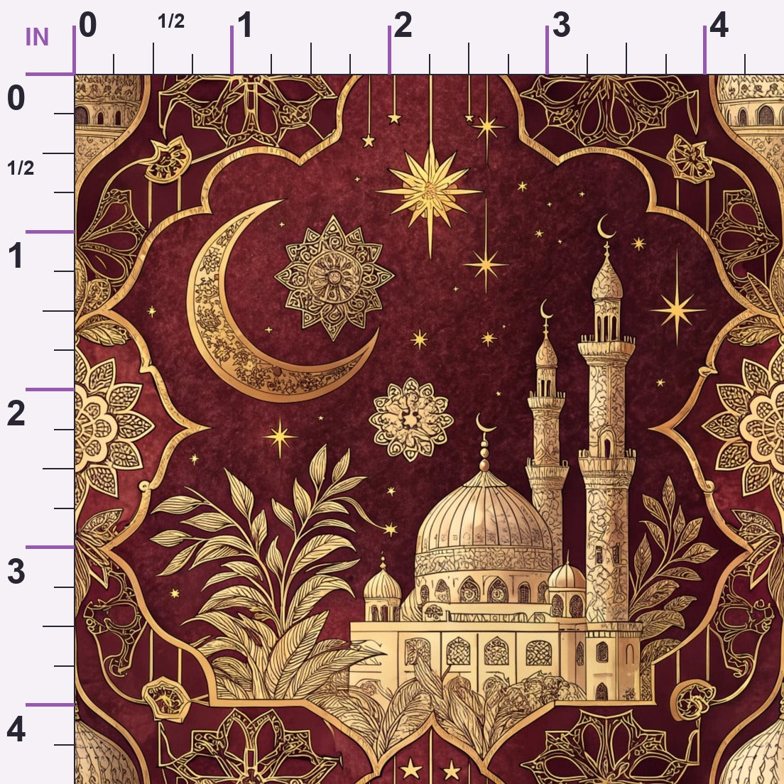 Islamic Red Pattern 12 Minky Fabric
