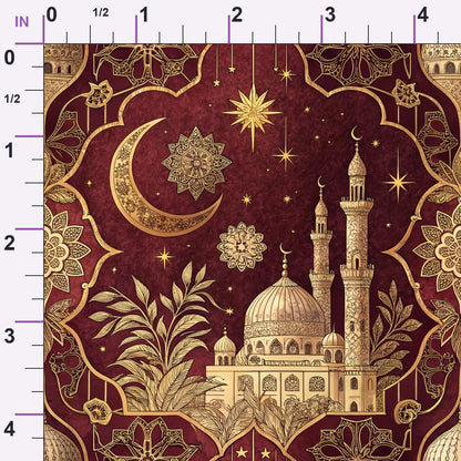 Islamic Red Pattern 12 Minky Fabric