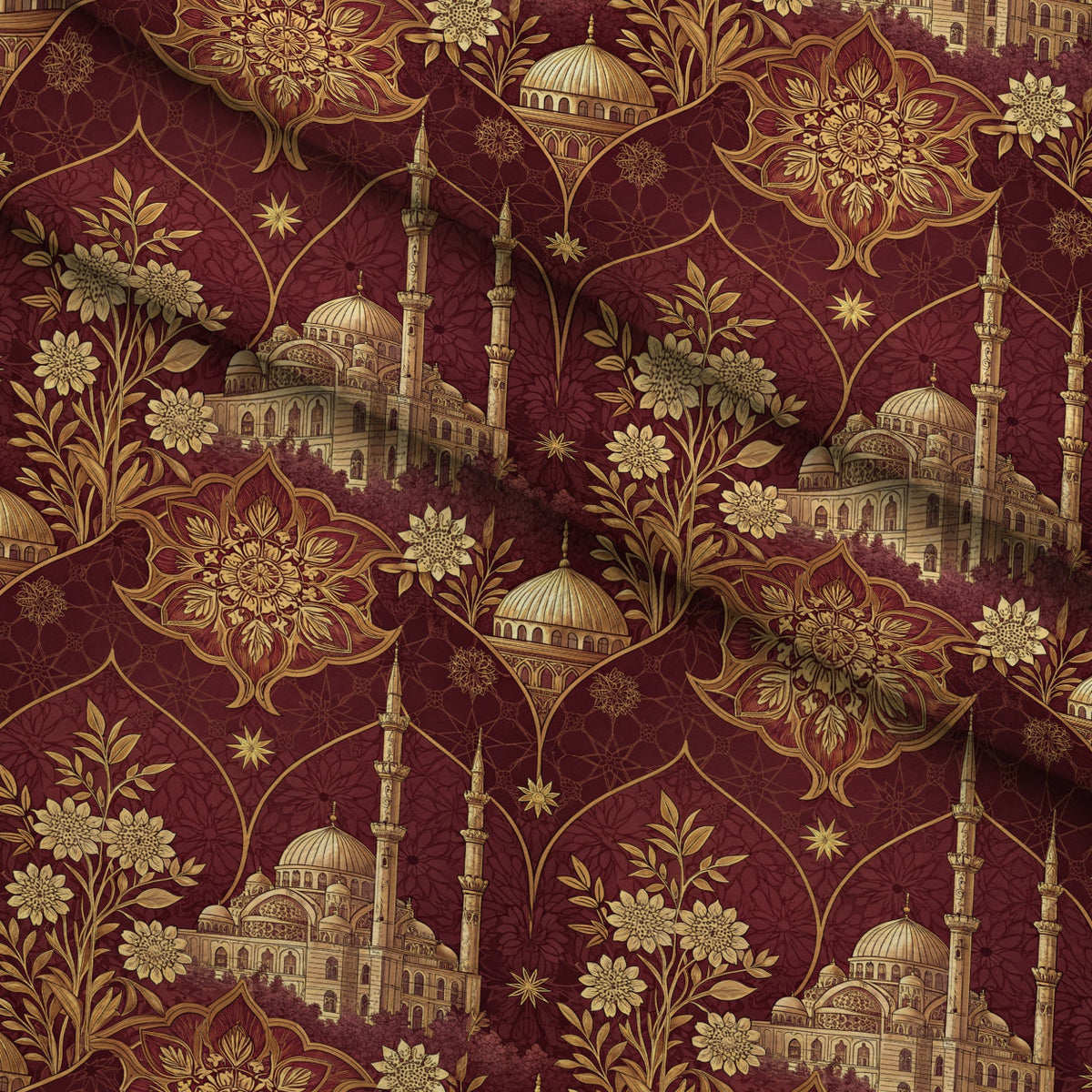 Islamic Red Pattern 2 Minky Fabric