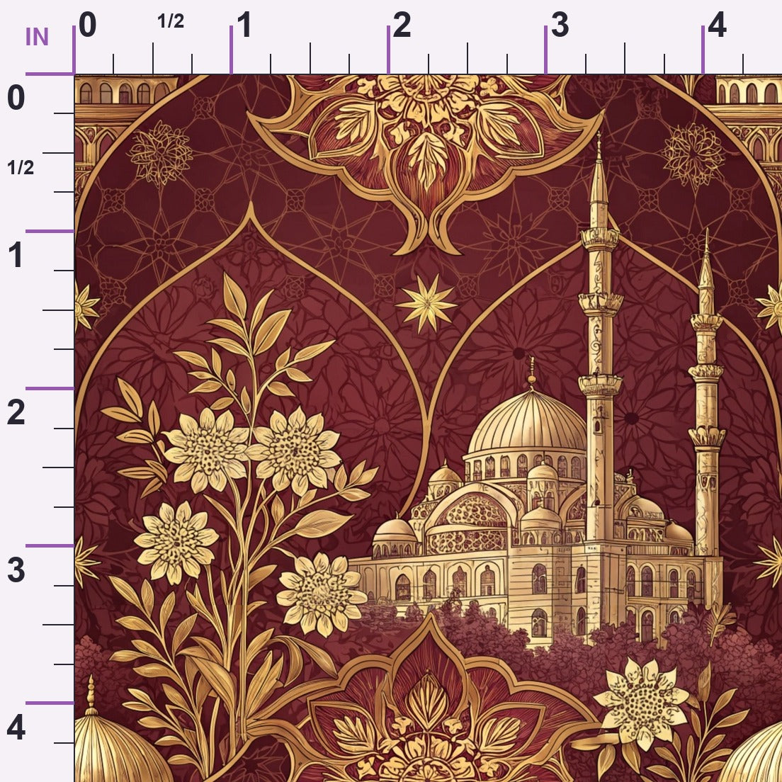 Islamic Red Pattern 2 Minky Fabric