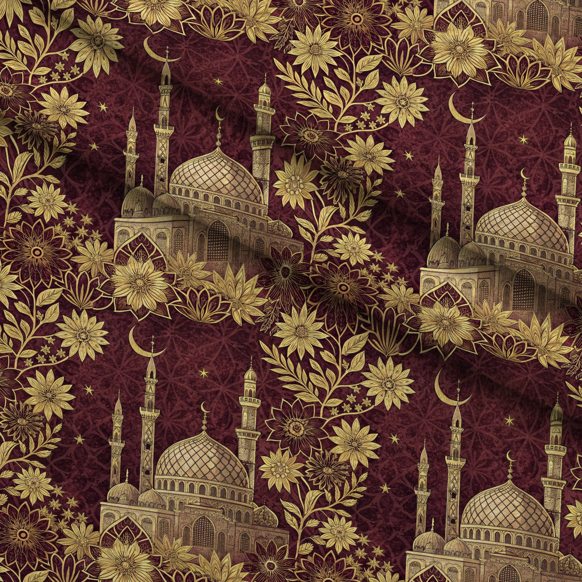 Islamic Red Pattern 3 Minky Fabric