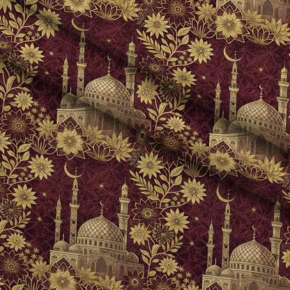 Islamic Red Pattern 3 Minky Fabric