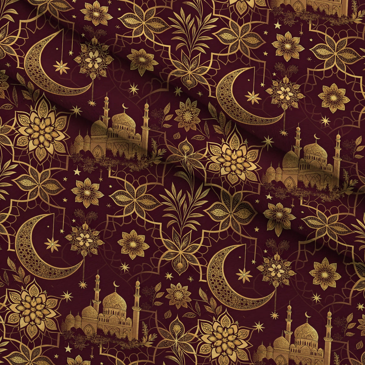 Islamic Red Pattern 4 Minky Fabric