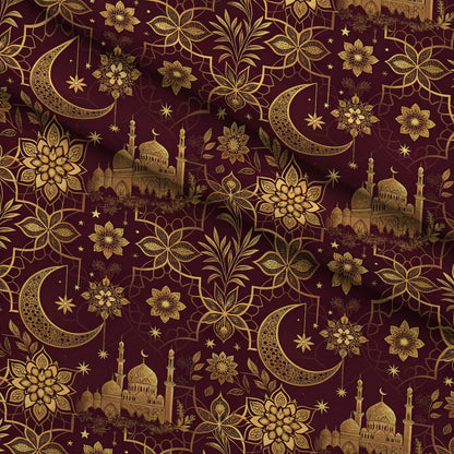 Islamic Red Pattern 4 Minky Fabric