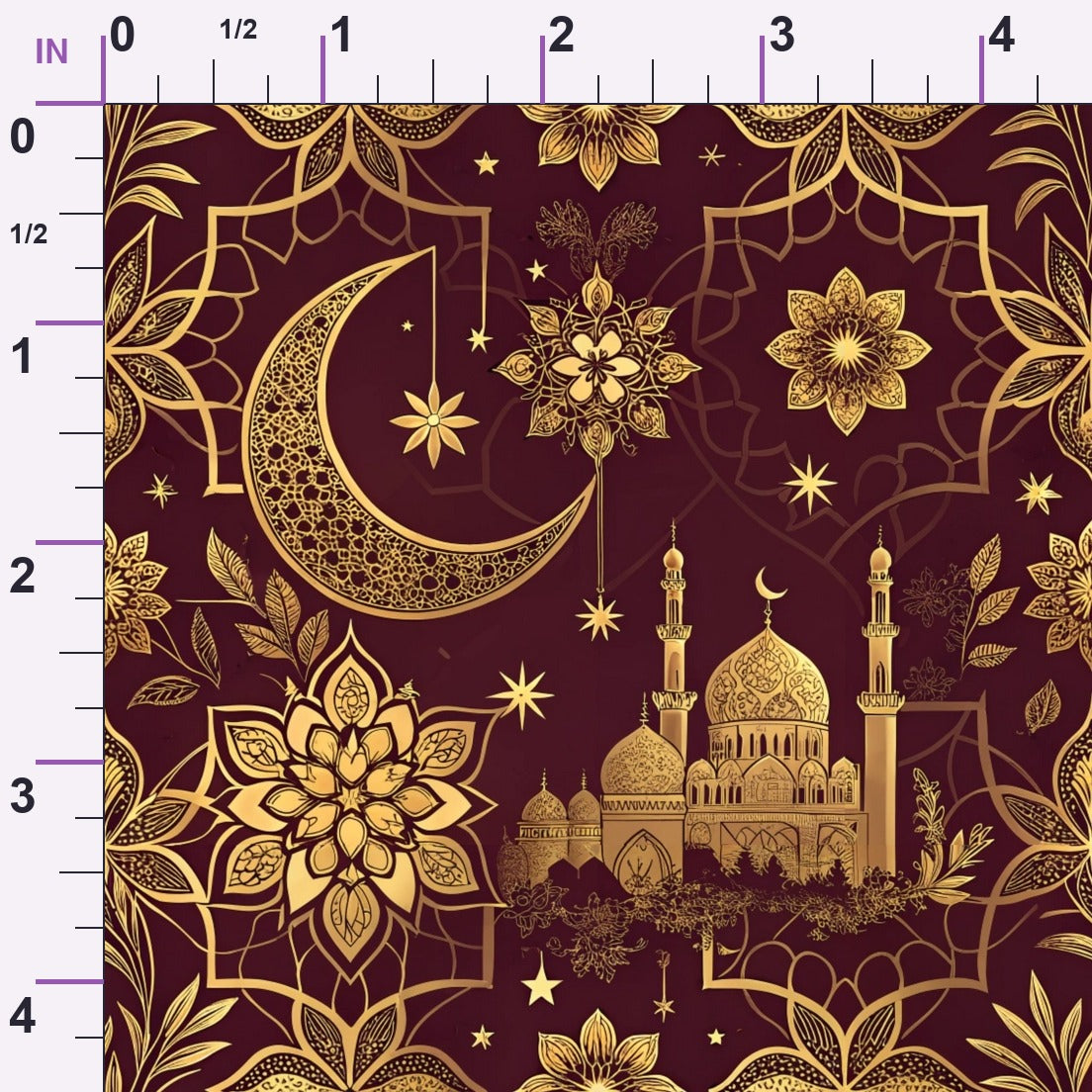 Islamic Red Pattern 4 Minky Fabric