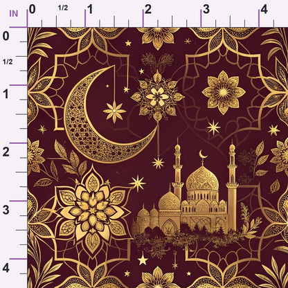 Islamic Red Pattern 4 Minky Fabric