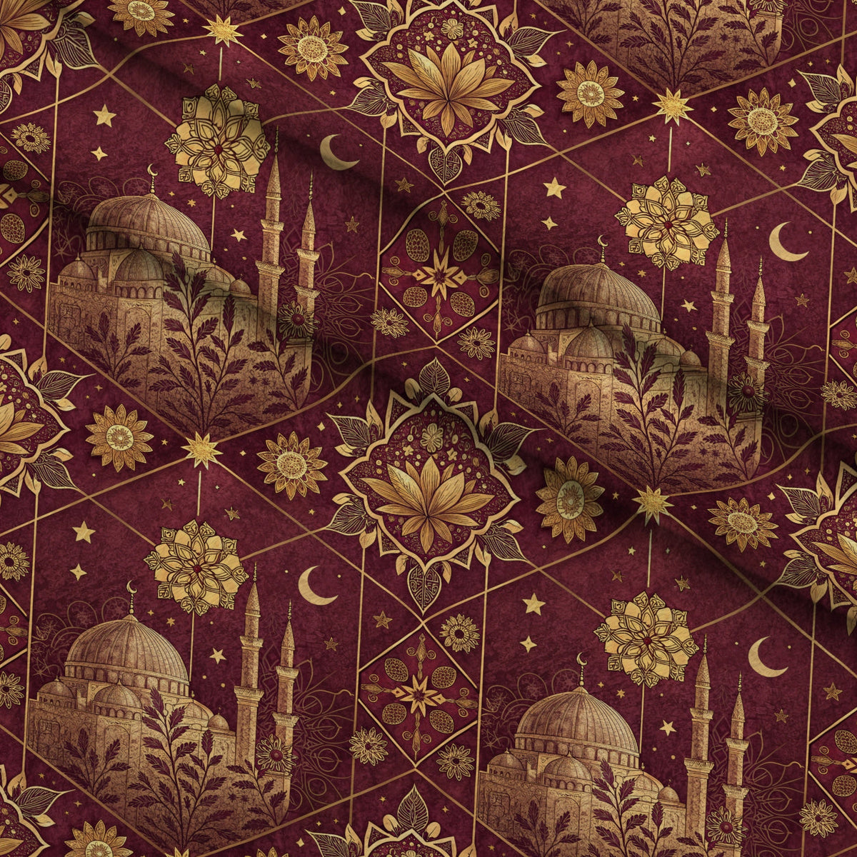 Islamic Red Pattern 5 Minky Fabric