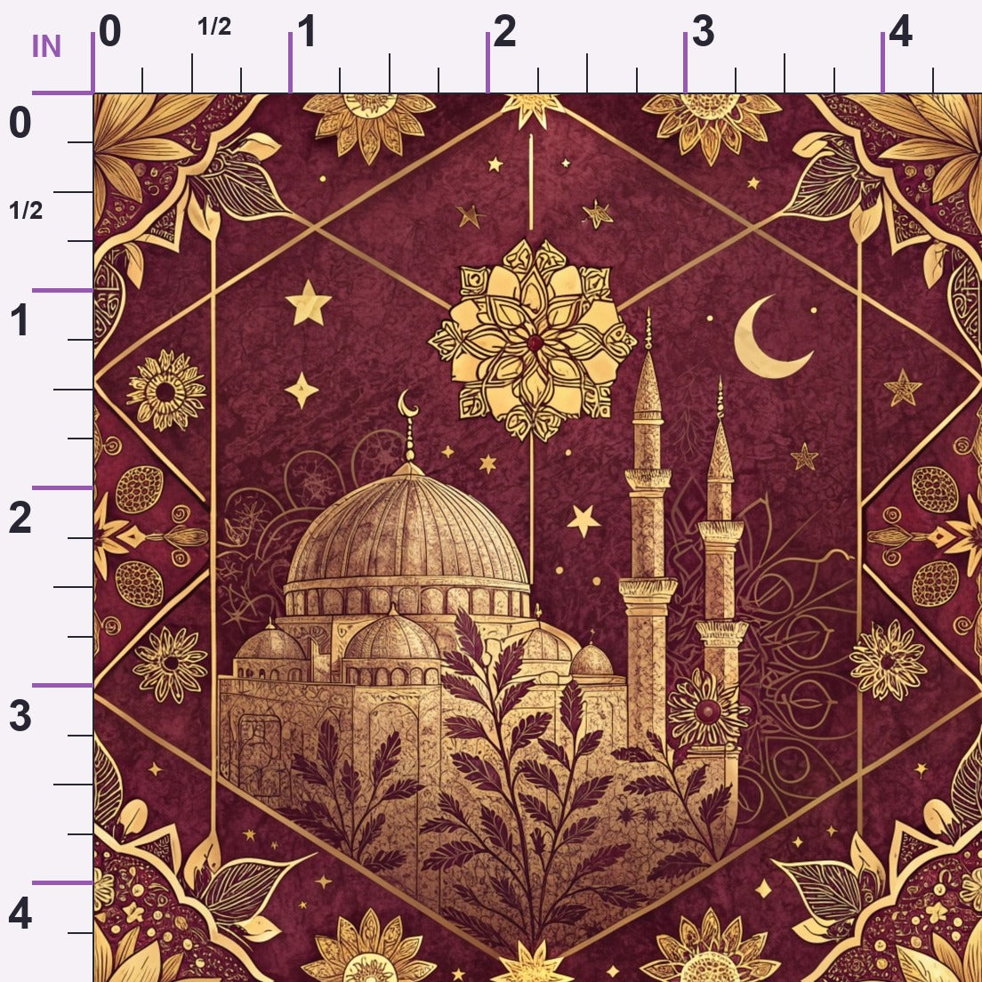 Islamic Red Pattern 5 Minky Fabric