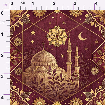 Islamic Red Pattern 5 Minky Fabric