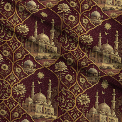 Islamic Red Pattern 6 Minky Fabric