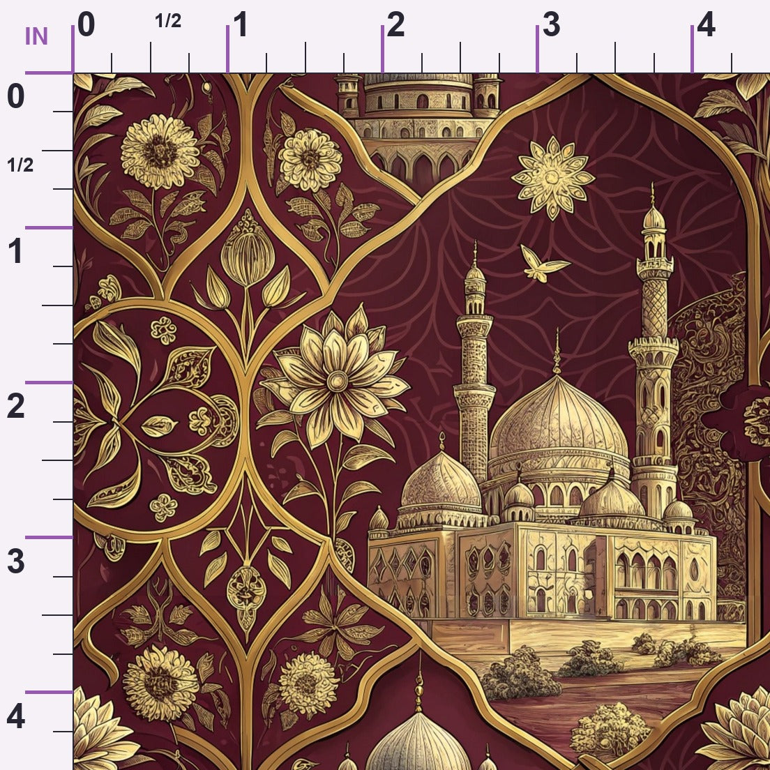 Islamic Red Pattern 6 Minky Fabric