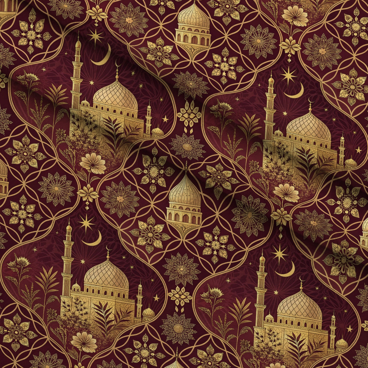 Islamic Red Pattern 7 Minky Fabric