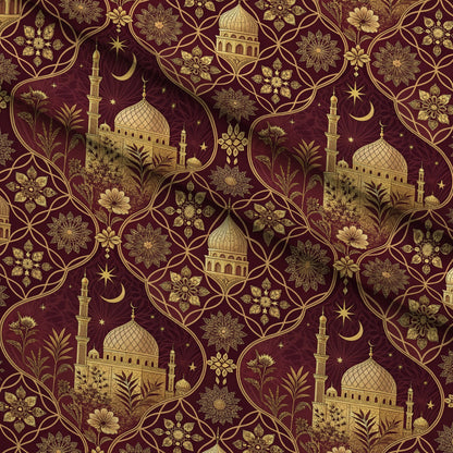 Islamic Red Pattern 7 Minky Fabric