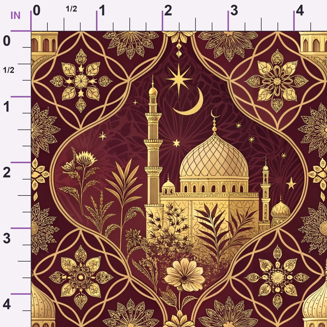 Islamic Red Pattern 7 Minky Fabric