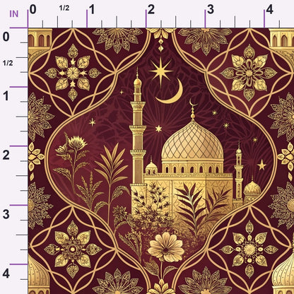 Islamic Red Pattern 7 Minky Fabric