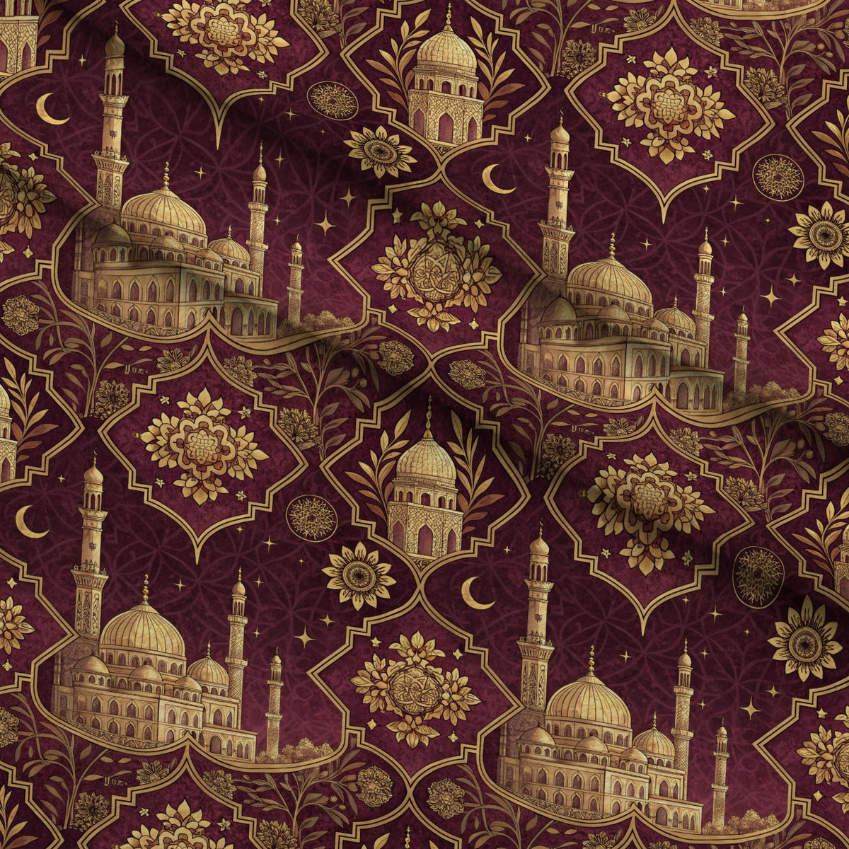 Islamic Red Pattern 8 Minky Fabric