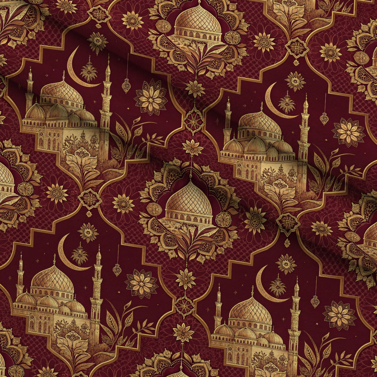 Islamic Red Pattern 9 Minky Fabric