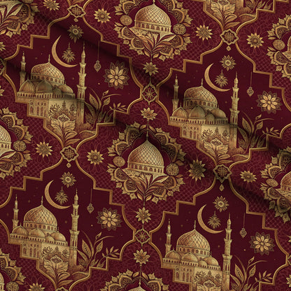 Islamic Red Pattern 9 Minky Fabric