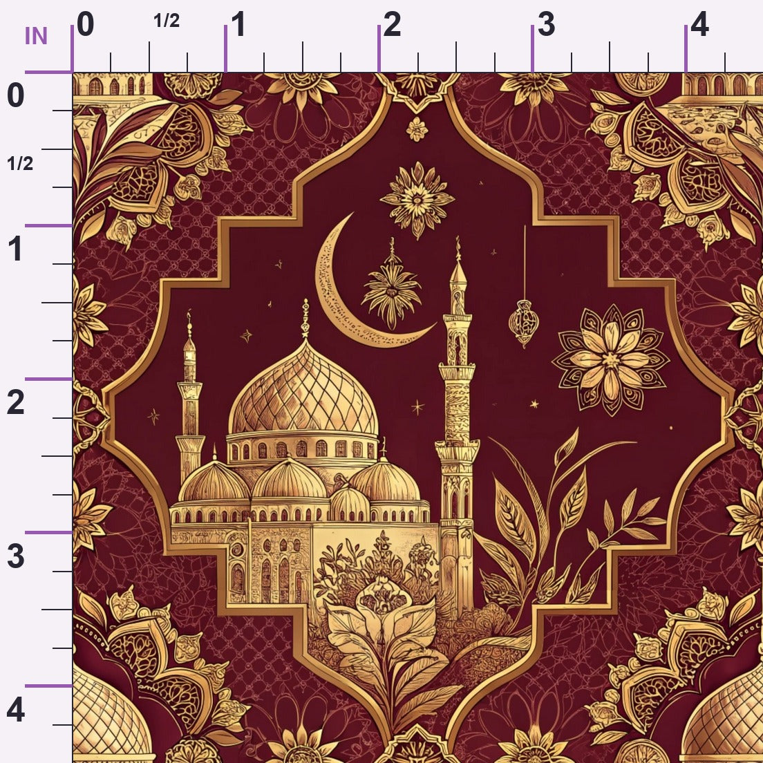 Islamic Red Pattern 9 Minky Fabric