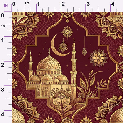 Islamic Red Pattern 9 Minky Fabric