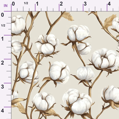 Ivory Boll Harvest Pattern 10 Minky Fabric